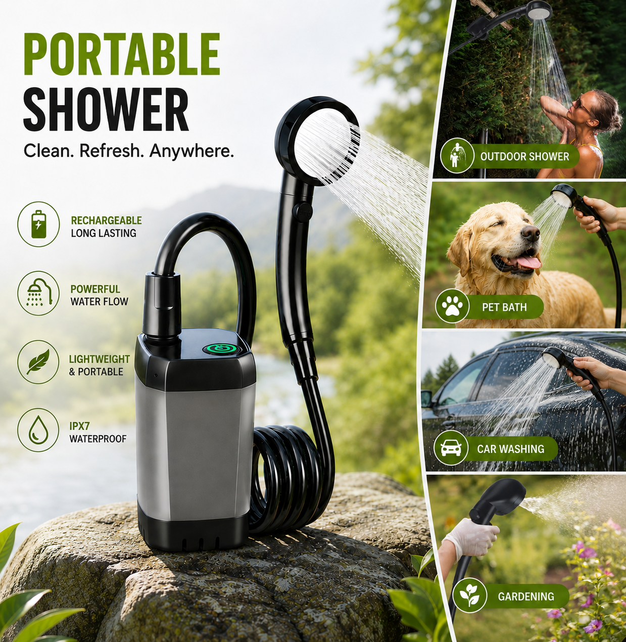 Arden 2.0 – Portable Rechargeable Shower